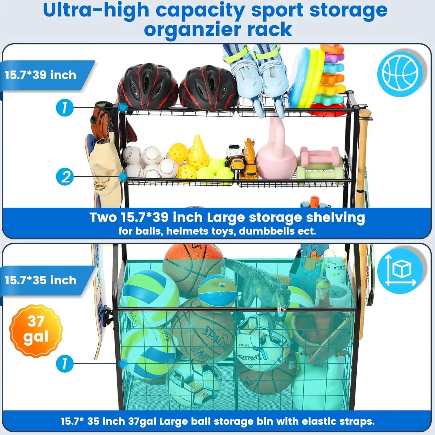 Steel Basketball Rack Organize - Kids Outdoor Gym 评论和价格