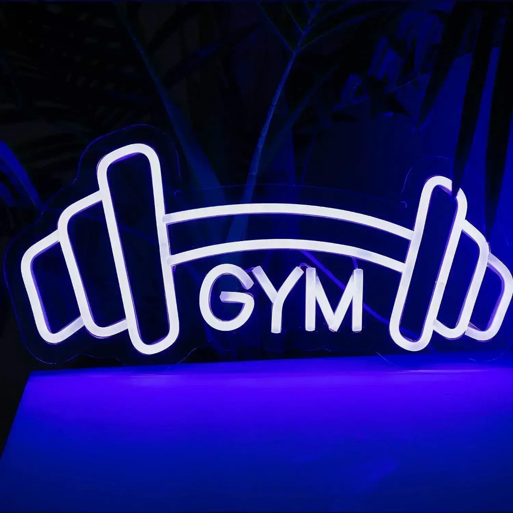 Barbell Gym Neon Sign Blue Dum - Kids Outdoor Gym 评论和价格