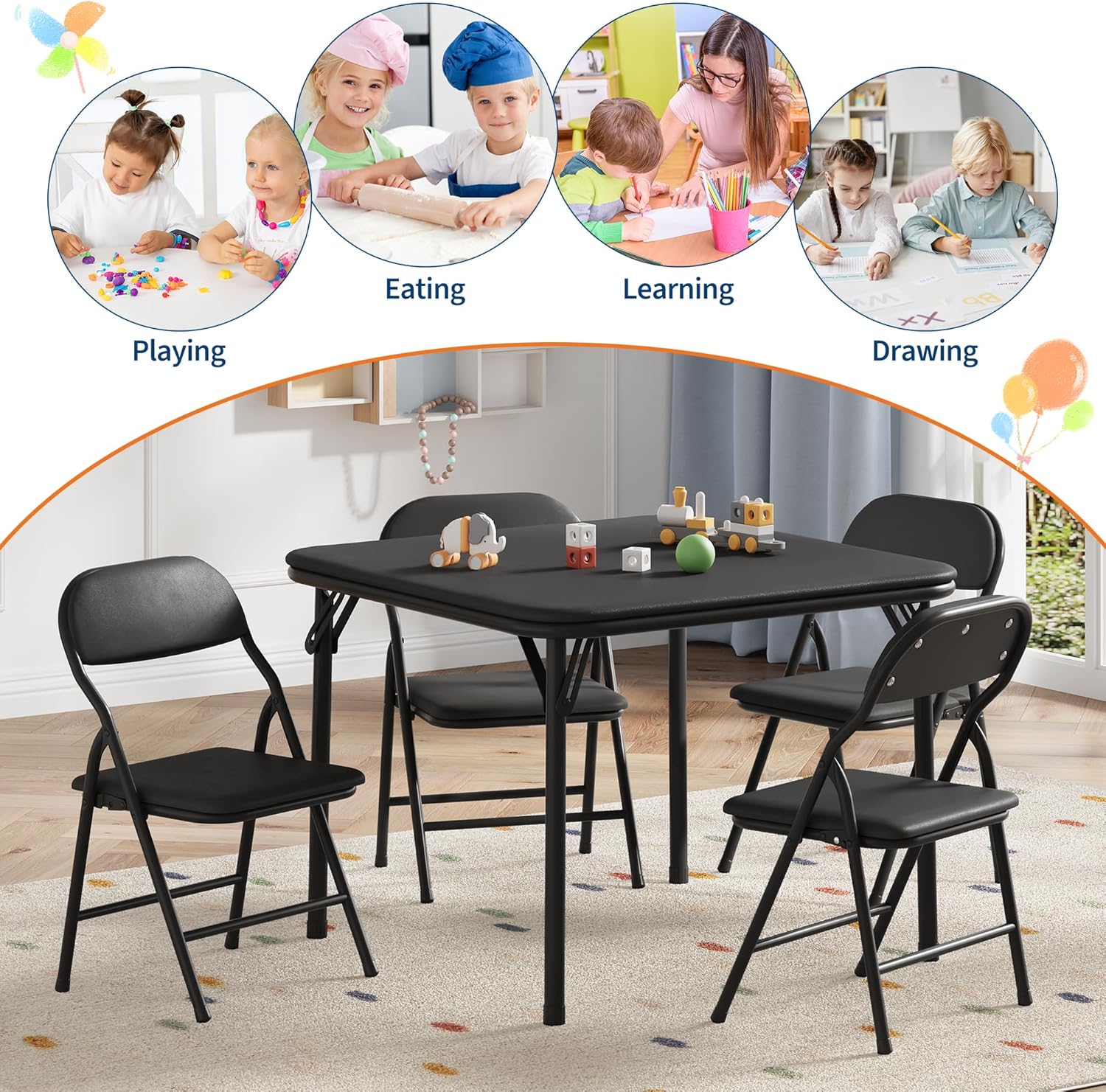 5-Piece Kids Folding Table and - Kids Outdoor Chair And Table 评论和价格