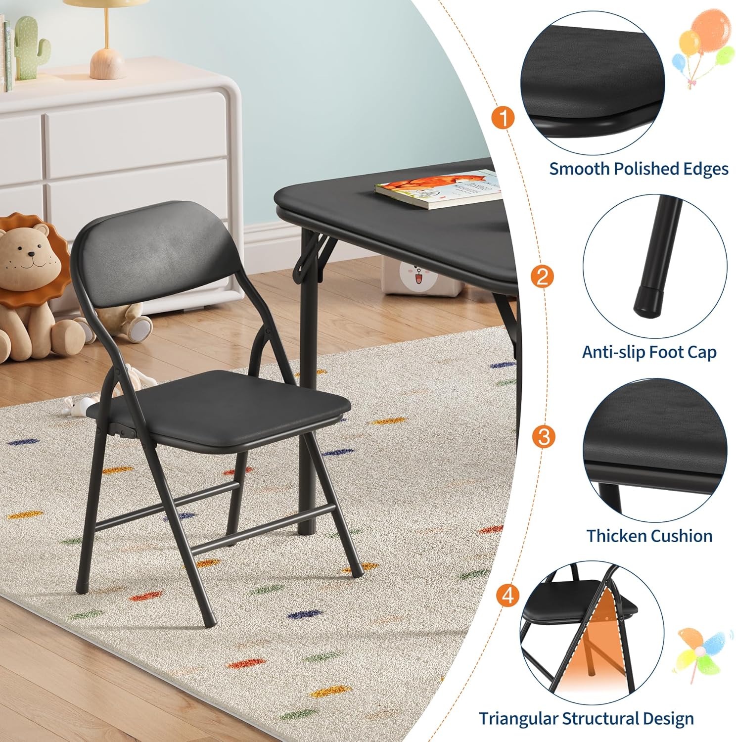 5-Piece Kids Folding Table and - Kids Outdoor Chair And Table 评论和价格