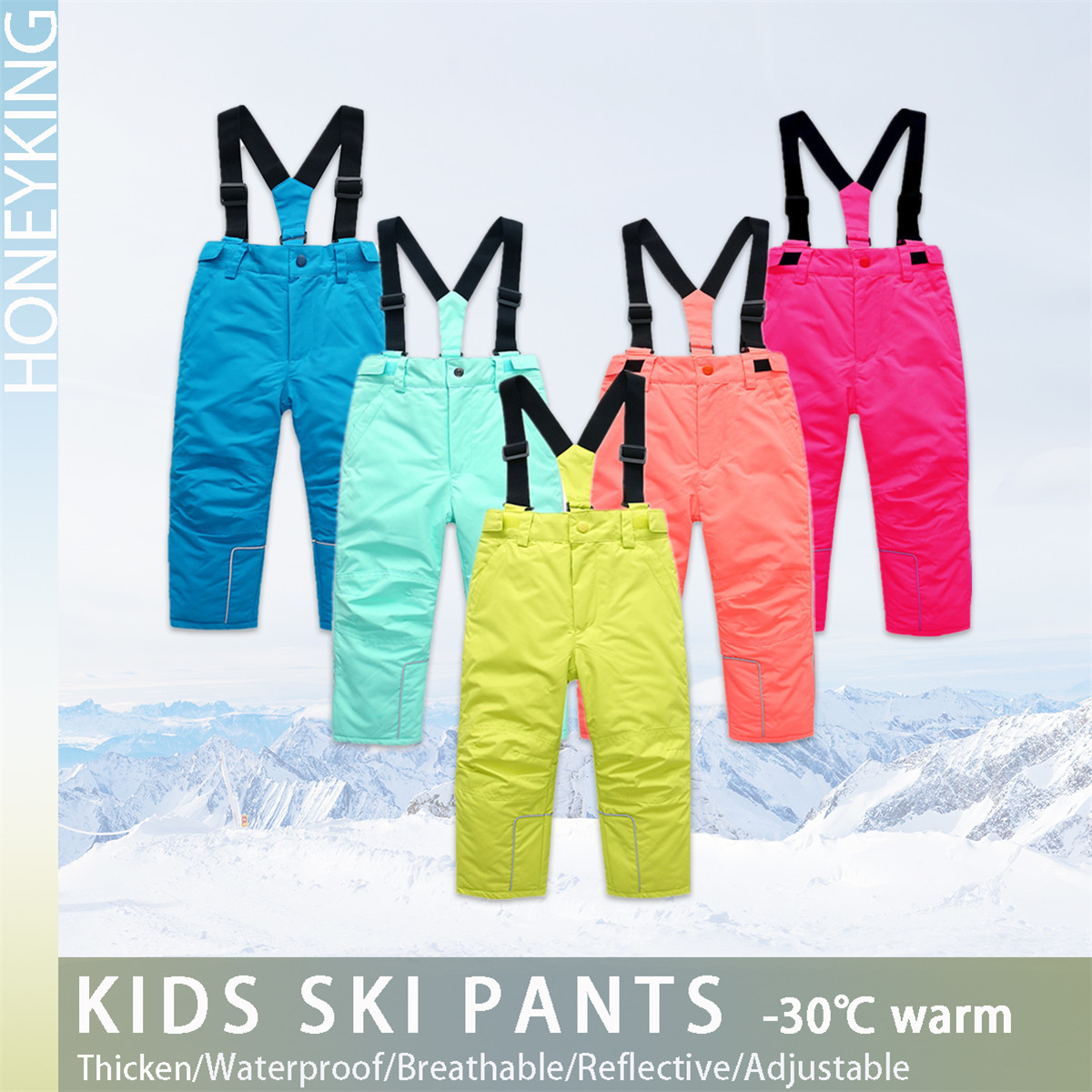 HONEYKING Kids Ski Pants Winte - Kids Outdoor Jumpsuit 评论和价格
